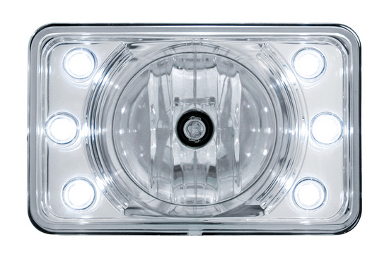 4" X 6" Crystal Projection Headlight With 6 White LED Position Light - High Beam