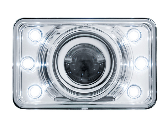 ULTRALIT - 4" X 6" Crystal Projection Headlight With 6 White LED Position Light - Low Beam