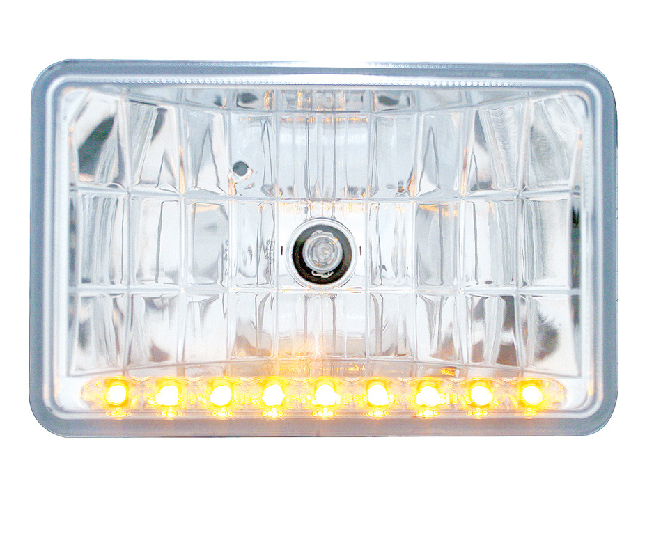 ULTRALIT - 4" X 6" Crystal Headlight With 9 Amber LED Position Light - High Beam