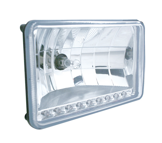ULTRALIT - 4" X 6" Crystal Headlight With 9 Amber LED Position Light - High Beam