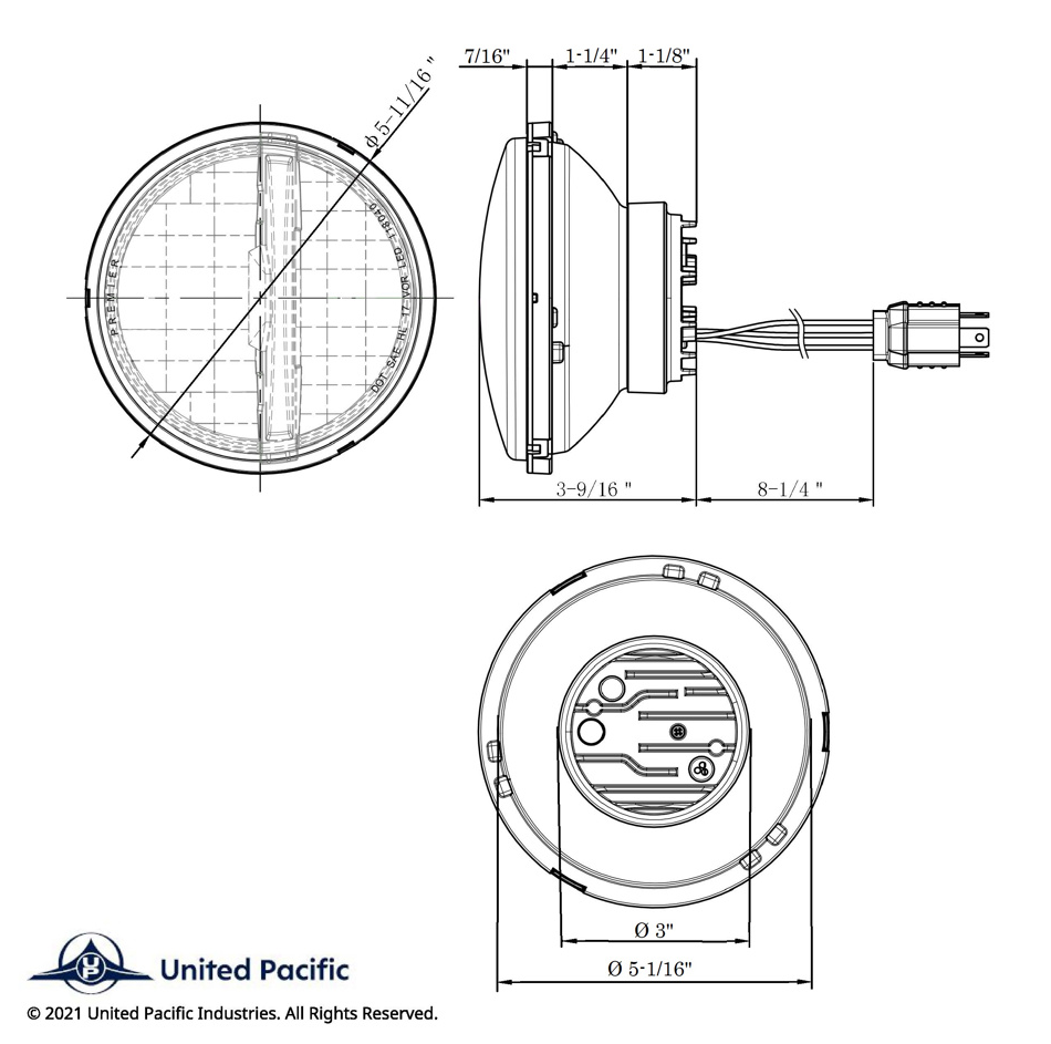 UNIVERSAL ULTRALIT - 8 High Power LED 5-3/4" Headlight - Silver