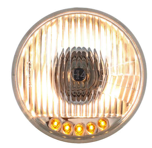 ULTRALIT - 5-3/4" Crystal Halogen Headlight With 5 LED Position Lights