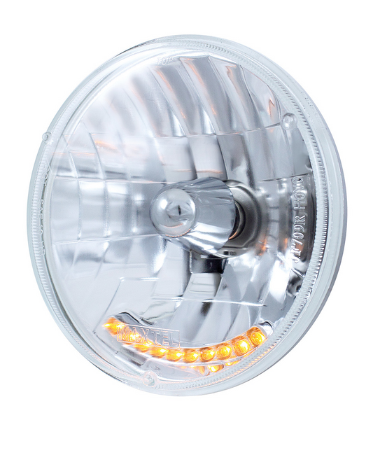 7" Crystal Headlight with Amber LED Turn Signal Must be wired