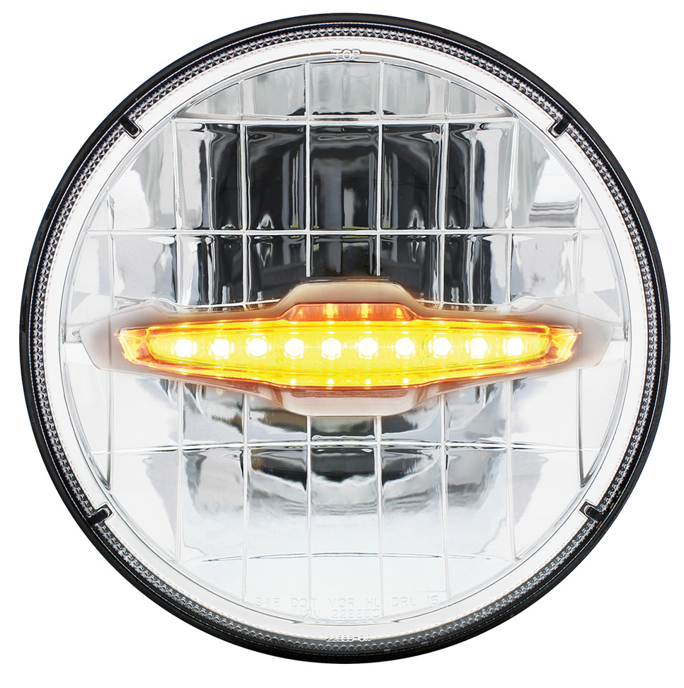 UNIVERSAL ULTRALIT - 3 High Power LED 7" Headlight With 10 Amber LED Position Light