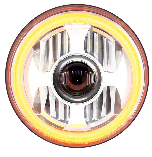 UNIVERSAL ULTRALIT - High Power LED 7" Projection Headlight With Dual Color LED Position Halo Ring