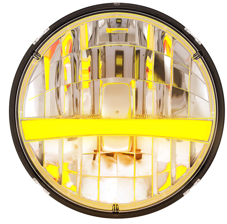 UNIVERSAL - ULTRALIT - High Power LED 7" Headlight With Turn Signal & Amber Position Light Bar