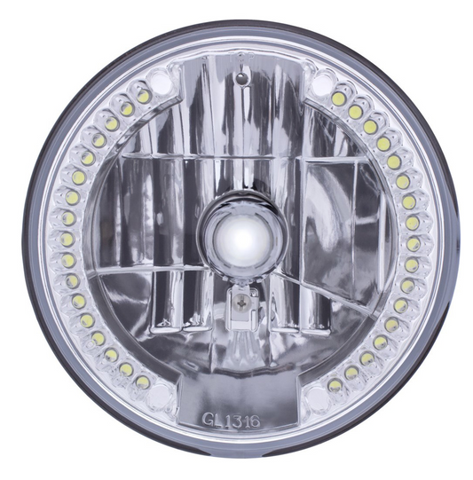 UNIVERSAL ULTRALIT - 7" Crystal Headlight With 34 White LED Position Light