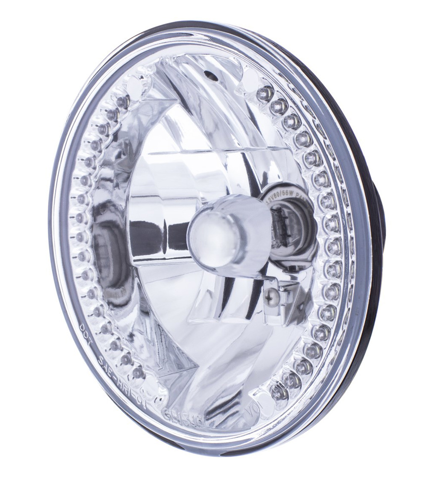 UNIVERSAL ULTRALIT - 7" Crystal Headlight With 34 White LED Position Light