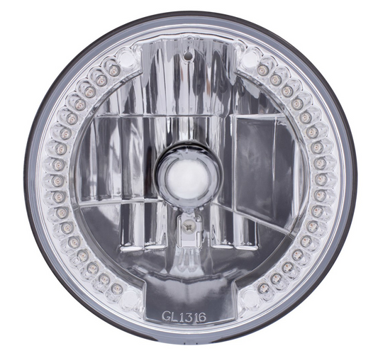 UNIVERSAL ULTRALIT - 7" Crystal Headlight With 34 Amber LED Position Light