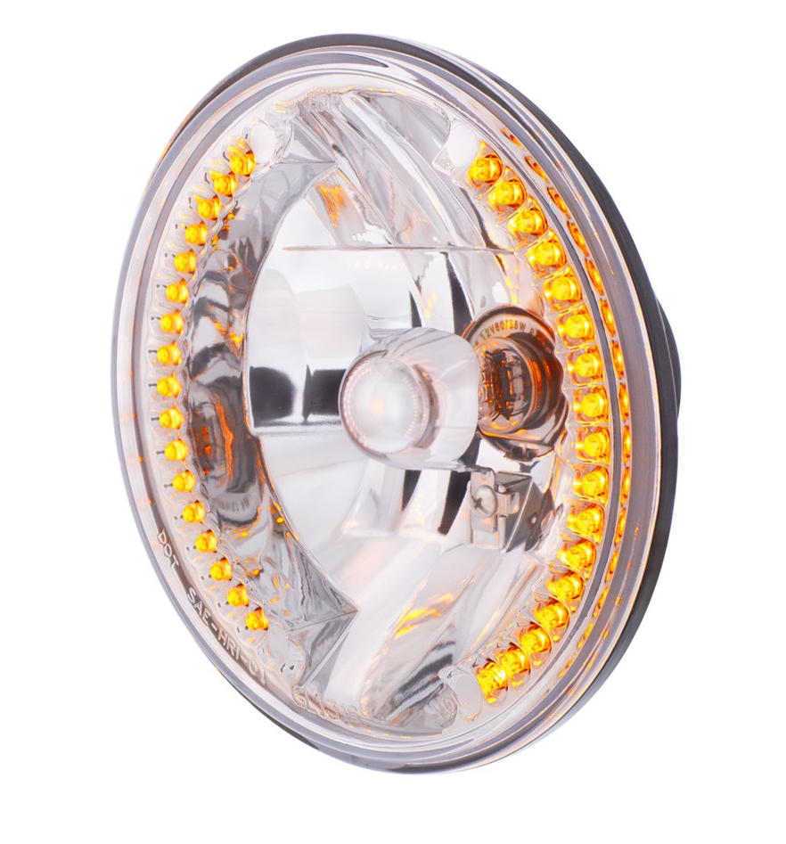 UNIVERSAL ULTRALIT - 7" Crystal Headlight With 34 Amber LED Position Light