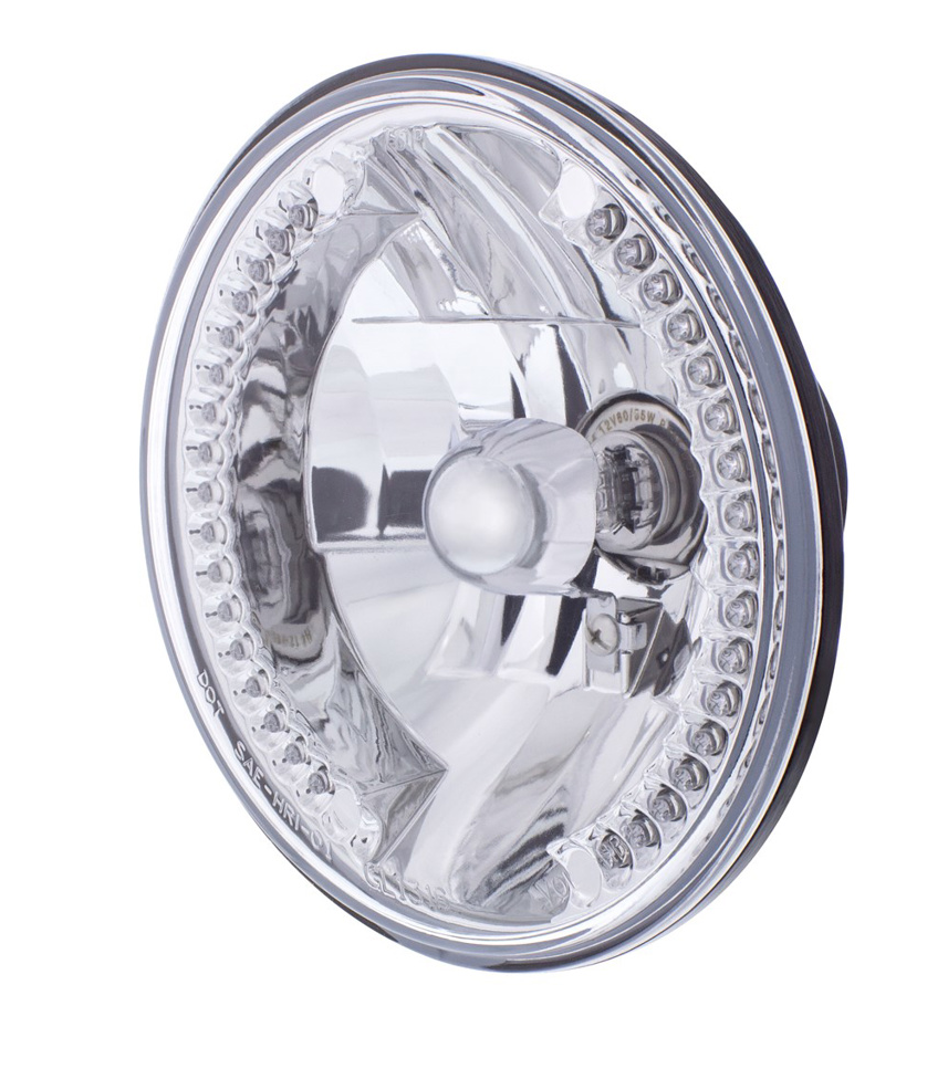 UNIVERSAL ULTRALIT - 7" Crystal Headlight With 34 Amber LED Position Light