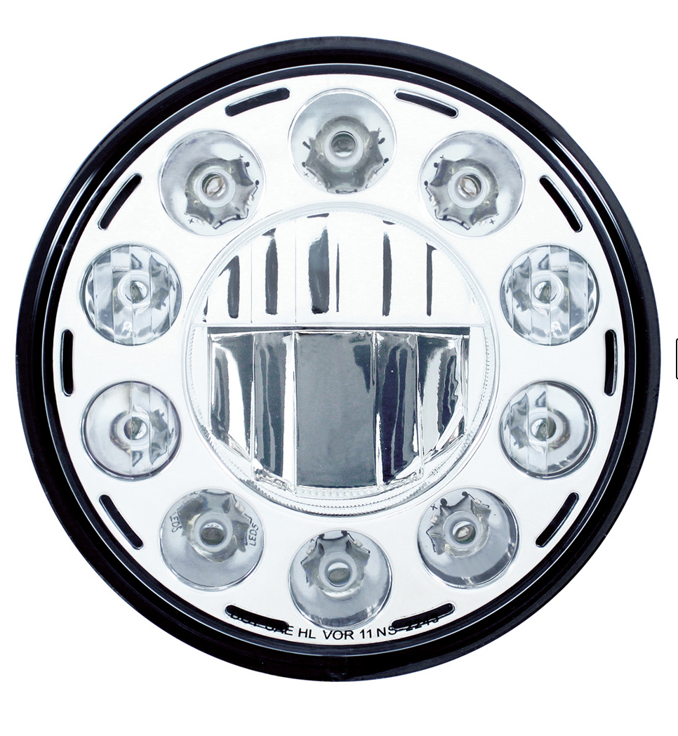 UNIVERSAL ULTRALIT - 11 High Power LED 7" Crystal Headlight - Chrome