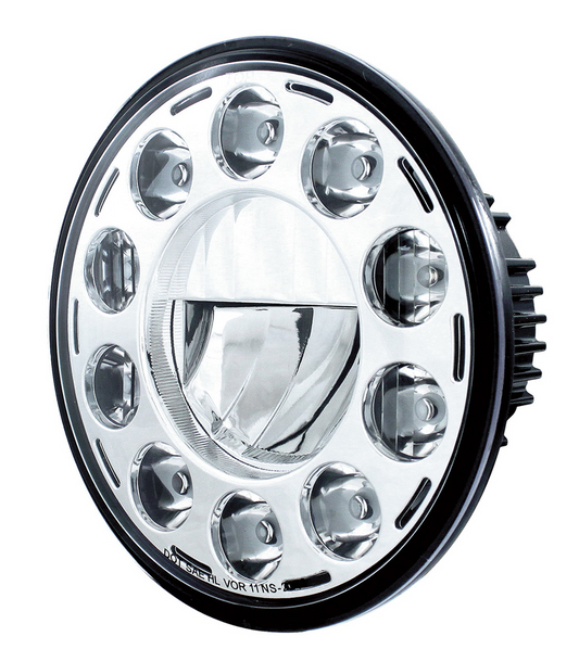 UNIVERSAL ULTRALIT - 11 High Power LED 7" Crystal Headlight - Chrome