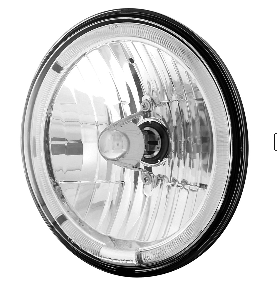 UNIVERSAL ULTRALIT - 7" Crystal Headlight With White LED Halo Ring