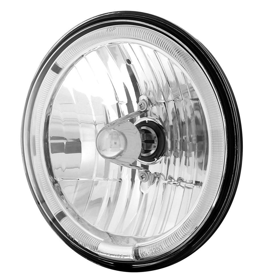 UNIVERSAL ULTRALIT - 7" Crystal Headlight With Amber LED Halo Ring