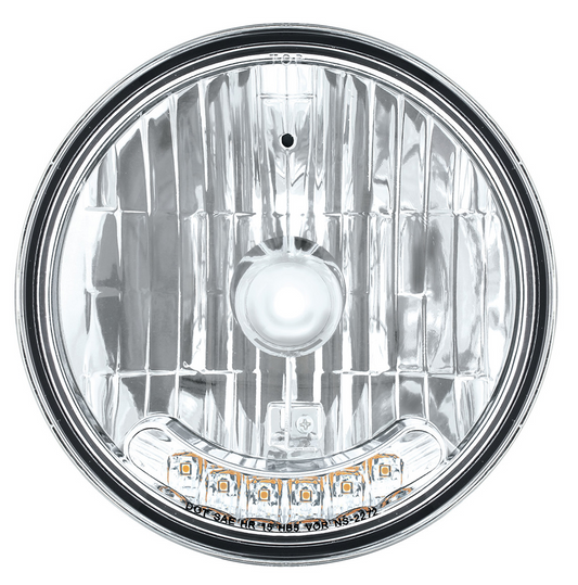 UNIVERSAL ULTRALIT - 7" Crystal Headlight With 6 Amber LED Position Light