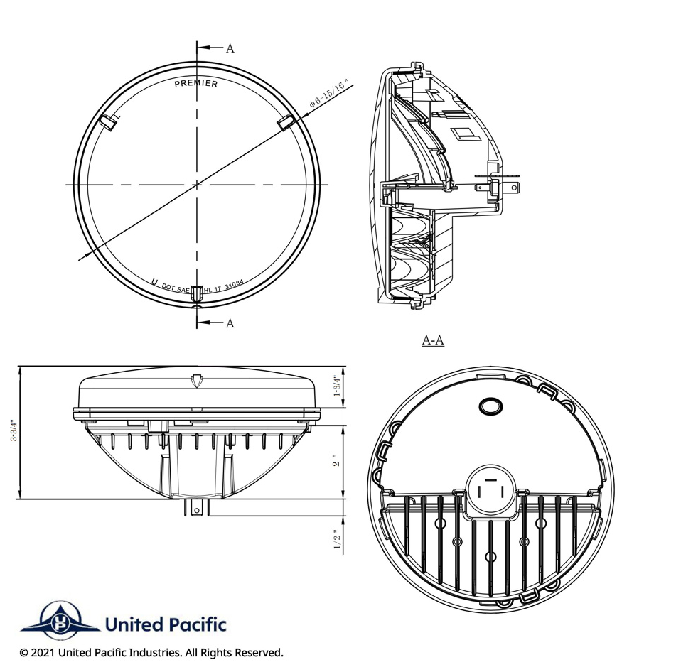 UNIVERSAL ULTRALIT - High Power LED 7" Headlight With Polycarbonate Lens & Housing