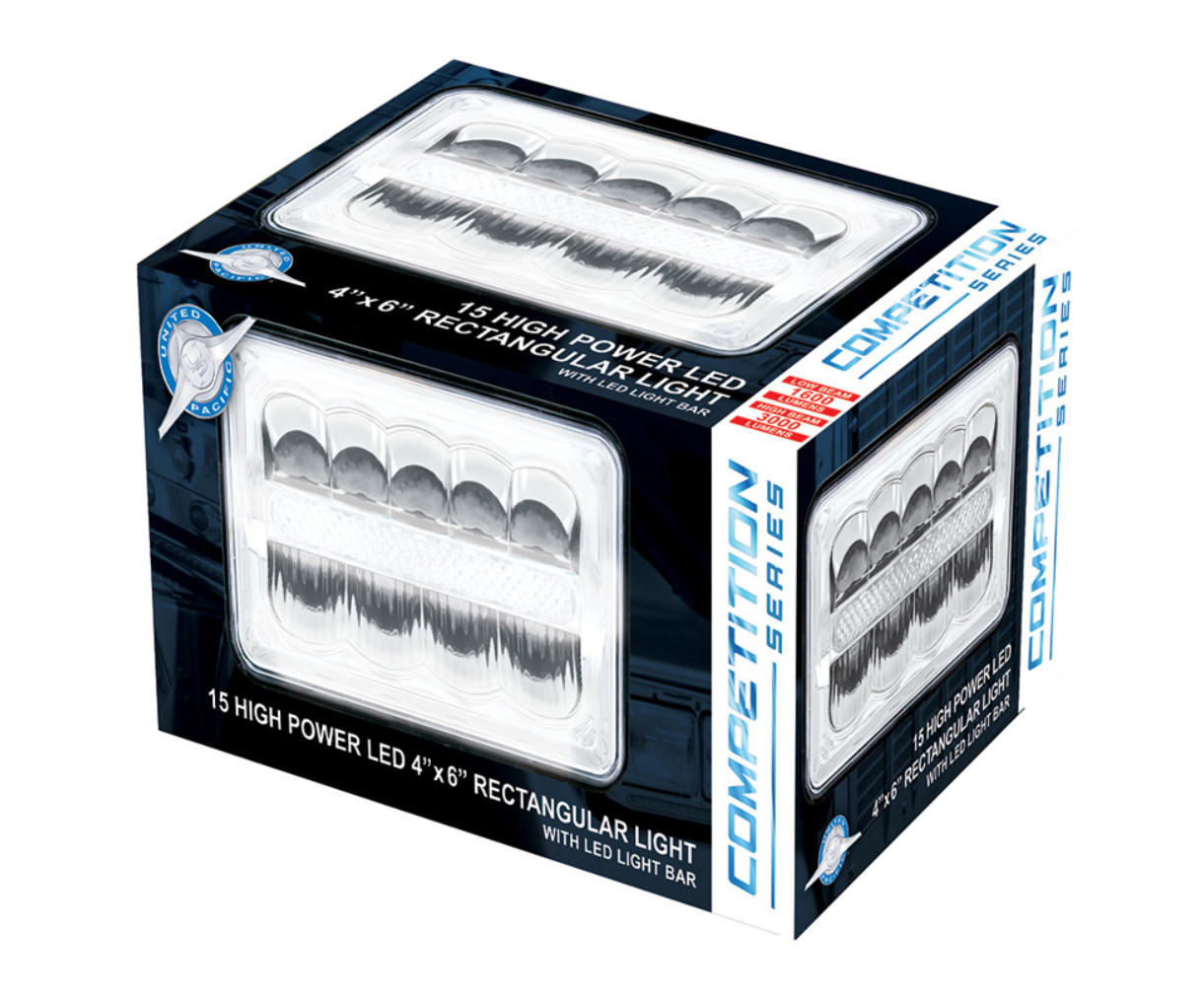 ULTRALIT - 9 High Power LED 4" X 6" Rectangular Light With White Position Light Bar