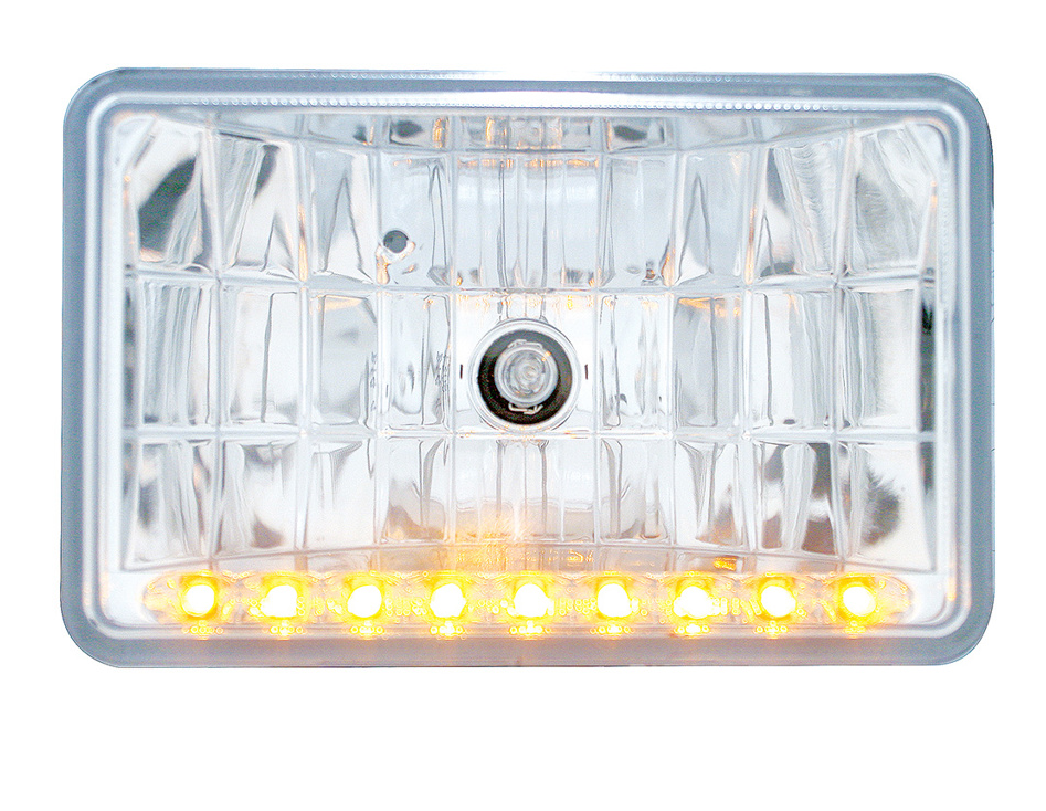 ULTRALIT - 4" X 6" Crystal Headlight With 9 Amber LED Position Light - Low Beam