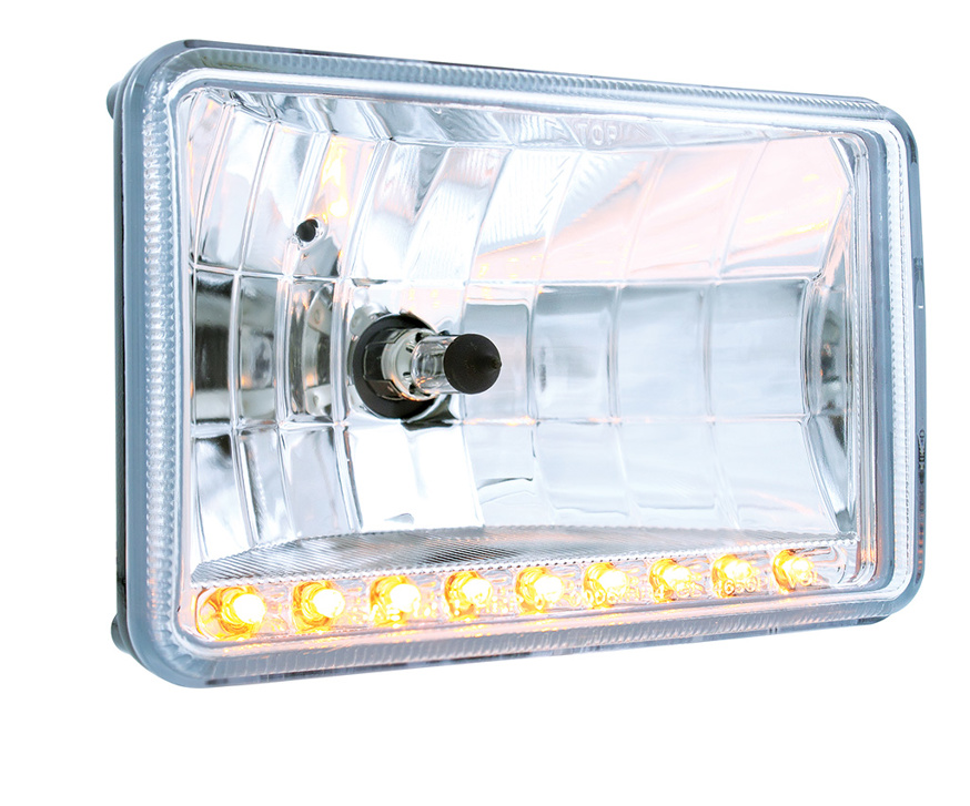 ULTRALIT - 4" X 6" Crystal Headlight With 9 Amber LED Position Light - Low Beam