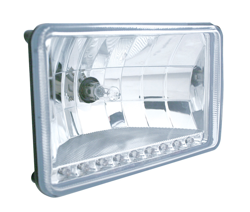 ULTRALIT - 4" X 6" Crystal Headlight With 9 Amber LED Position Light - Low Beam