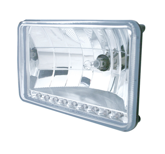 ULTRALIT - 4" X 6" Crystal Headlight With 9 White LED Position Light - High Beam