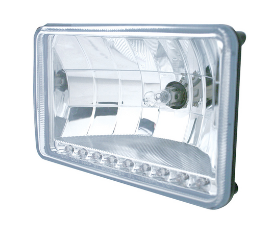 ULTRALIT - 4" X 6" Crystal Headlight With 9 White LED Position Light - Low Beam