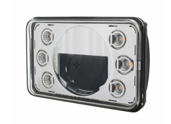 ULTRALIT - 4" X 6" LED Headlight With Dual Function 6 Amber LED Position Lights - Low Beam