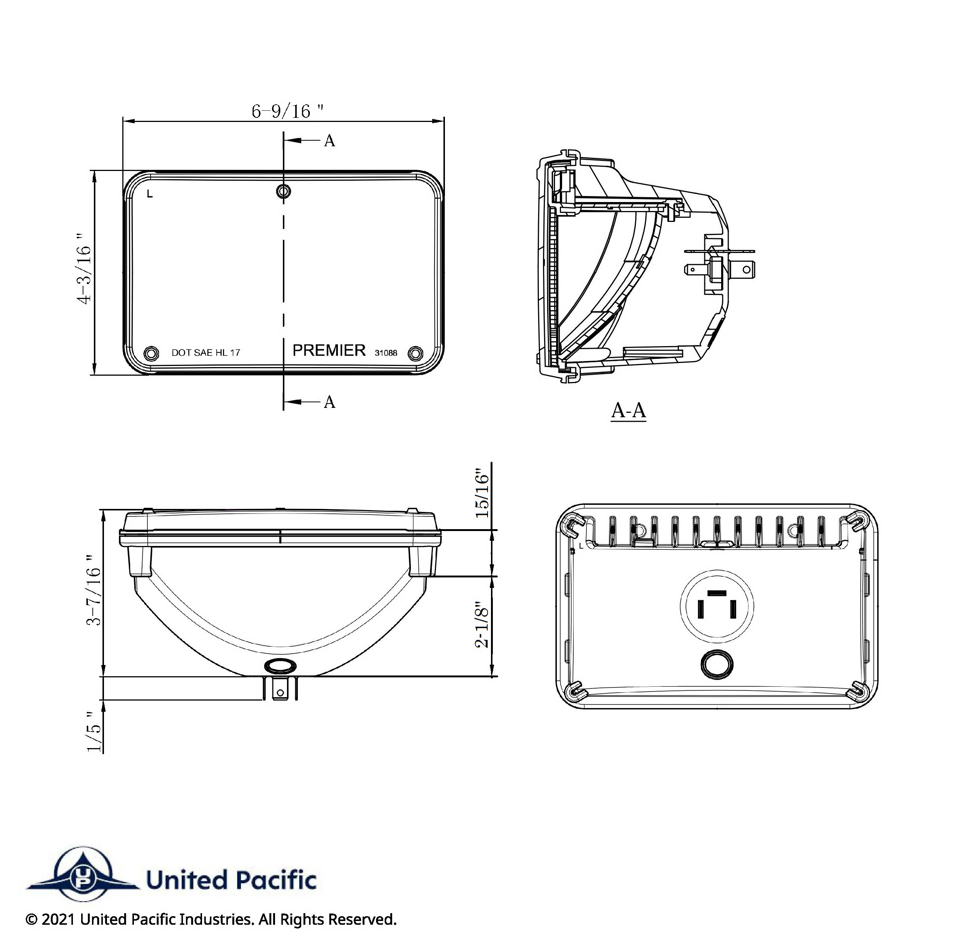 ULTRALIT - High Power LED 4" X 6" High Beam Headlight With Polycarbonate Lens & Housing