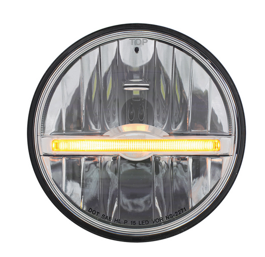 UNIVERSAL ULTRALIT - 9 LED 5-3/4" LED Headlight With Amber LED Position Light Bar