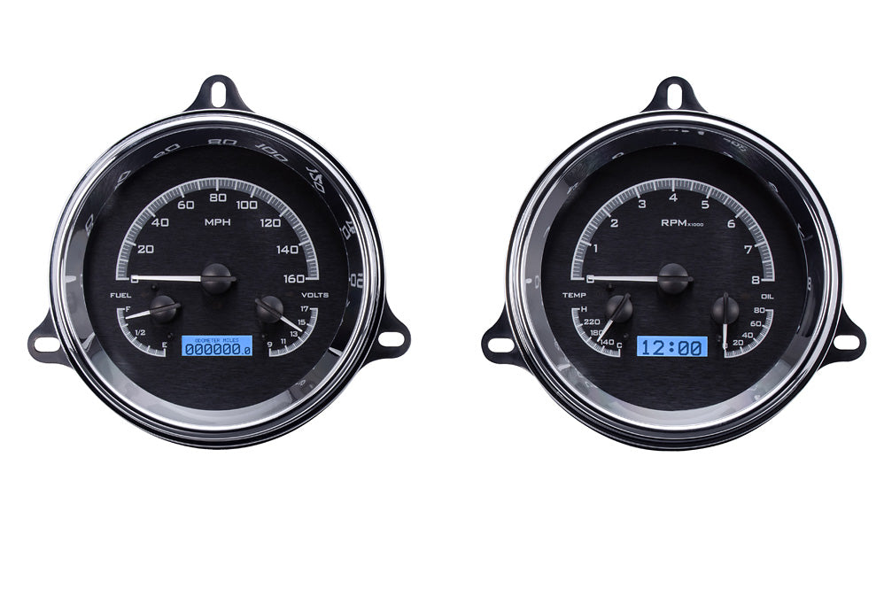 1954 Chevrolet Truck Only Dakota Digital VHX Analog Instrument System - Black Alloy Style Face - Blue Display VHX-54C-PU-K-B