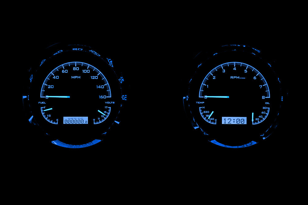 1954 Chevrolet Truck Only Dakota Digital VHX Analog Instrument System - Black Alloy Style Face - Blue Display VHX-54C-PU-K-B
