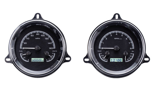 1954 Chevrolet Truck Only Dakota Digital VHX Analog Instrument System - Black Alloy Style Face - White Display VHX-54C-PU-K-W