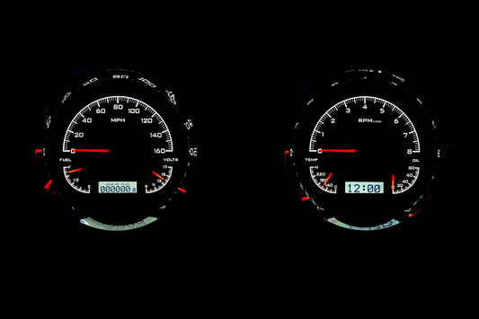 1954 Chevrolet Truck Only Dakota Digital VHX Analog Instrument System - Black Alloy Style Face - White Display VHX-54C-PU-K-W