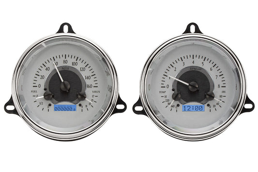 1954 Chevrolet Truck Only Dakota Digital VHX Analog Instrument System - Silver Alloy Style Face - Blue Display VHX-54C-PU-S-B