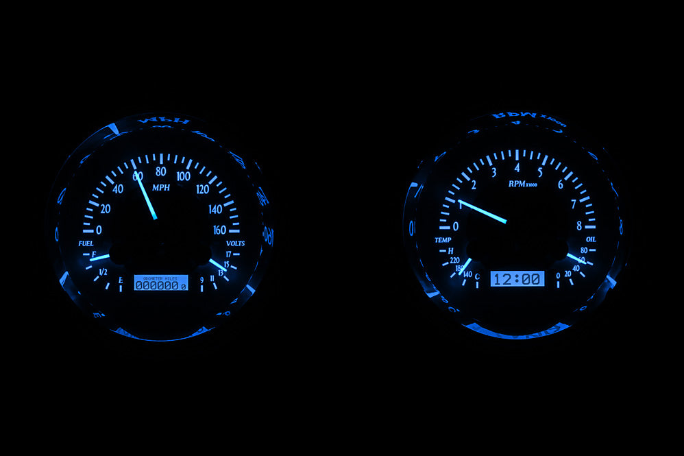 1954 Chevrolet Truck Only Dakota Digital VHX Analog Instrument System - Silver Alloy Style Face - Blue Display VHX-54C-PU-S-B