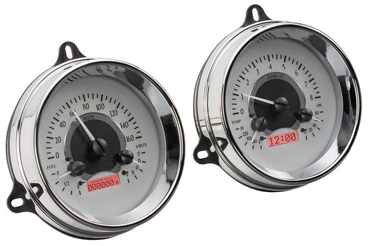 1954 Chevrolet Truck Only Dakota Digital VHX Analog Instrument System - Silver Alloy Style Face - Red Display VHX-54C-PU-S-R