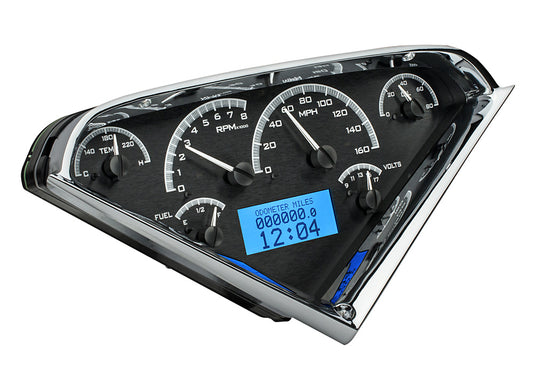 1955-1959 Chevrolet Truck Dakota Digital VHX Analog Instrument System Black Alloy Background - Blue Lighting