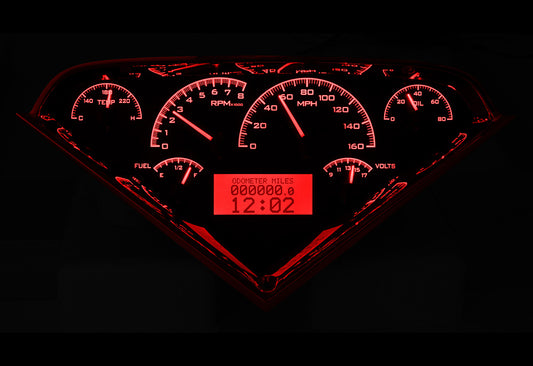 1955-1959 Chevrolet Truck Dakota Digital VHX Analog Instrument System Black Alloy Background - Red Lighting VHX-55C-PU-K-R