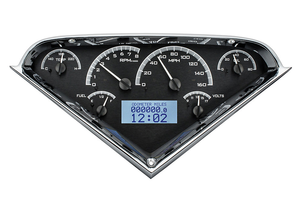 1955-1959 Chevrolet Truck Dakota Digital VHX Analog Instrument System Black Alloy Background - White Lighting