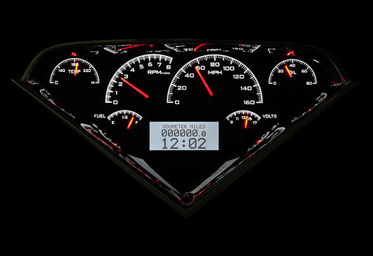 1955-1959 Chevrolet Truck Dakota Digital VHX Analog Instrument System Black Alloy Background - White Lighting