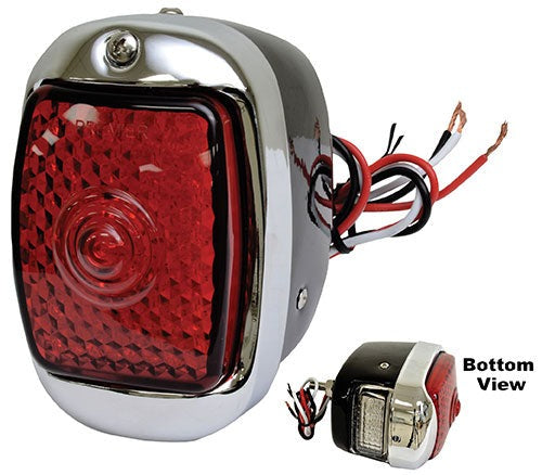 1940-1953 LED TAIL LIGHT ASSEMBLY BLACK HOUSING W STAINLESS BEZEL RH