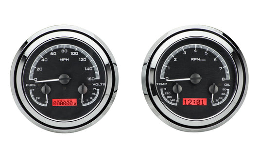 1947-1953 Chevrolet & GMC Truck Dakota Digital VHX Analog Instrument System - Black Alloy Background w/ Red Lighting VHX-47C-PU-K-R
