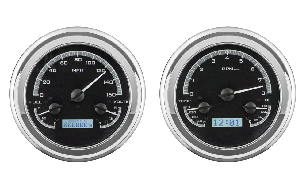 1947-1953 Chevrolet & GMC Truck Dakota Digital VHX Analog Instrument System - Black Alloy Background w/ White Lighting VHX-47C-PU-K-W