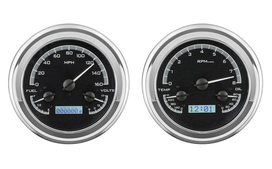 1947-1953 Chevrolet & GMC Truck Dakota Digital VHX Analog Instrument System - Black Alloy Background w/ White Lighting VHX-47C-PU-K-W