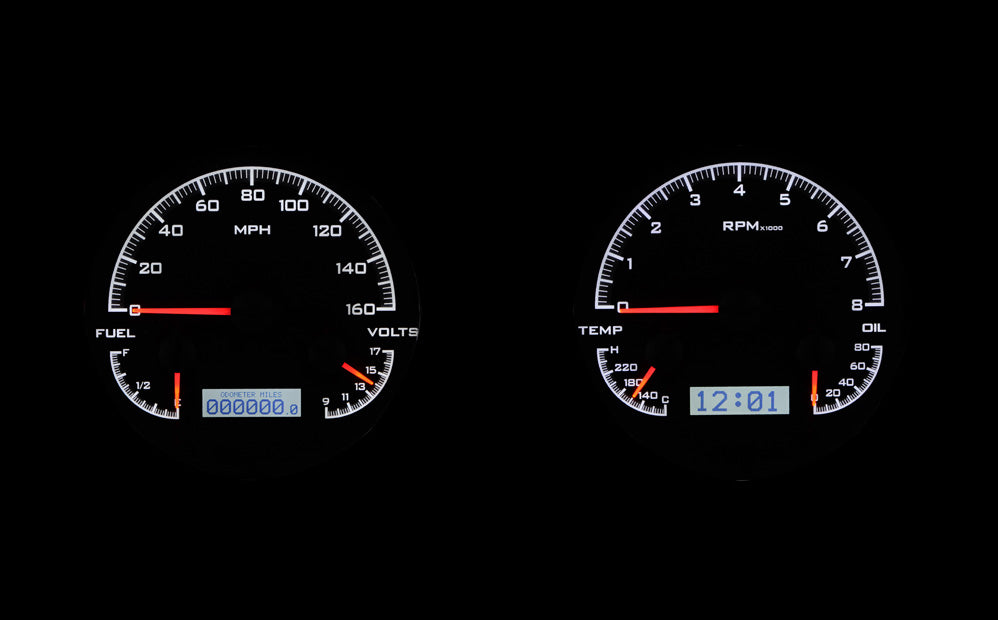 1947-1953 Chevrolet & GMC Truck Dakota Digital VHX Analog Instrument System - Black Alloy Background w/ White Lighting VHX-47C-PU-K-W