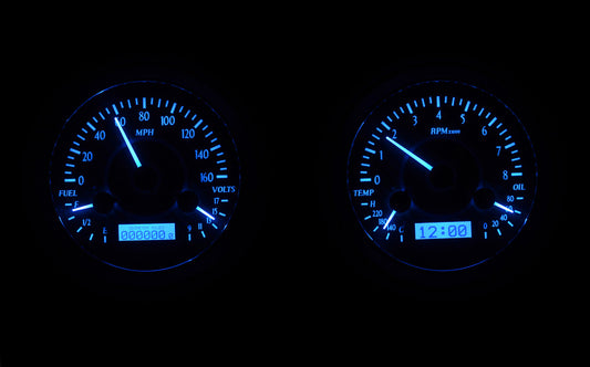 1947-1953 Chevrolet & GMC Truck Dakota Digital VHX Analog Instrument System - Silver Alloy Background w/ Blue Lighting Display VHX-47C-PU-S-B