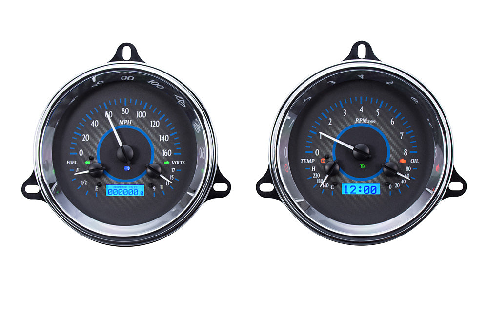 1954 Chevy Truck VHX System, Carbon Fiber Style Face, Blue Display VHX-54C-PU-C-B