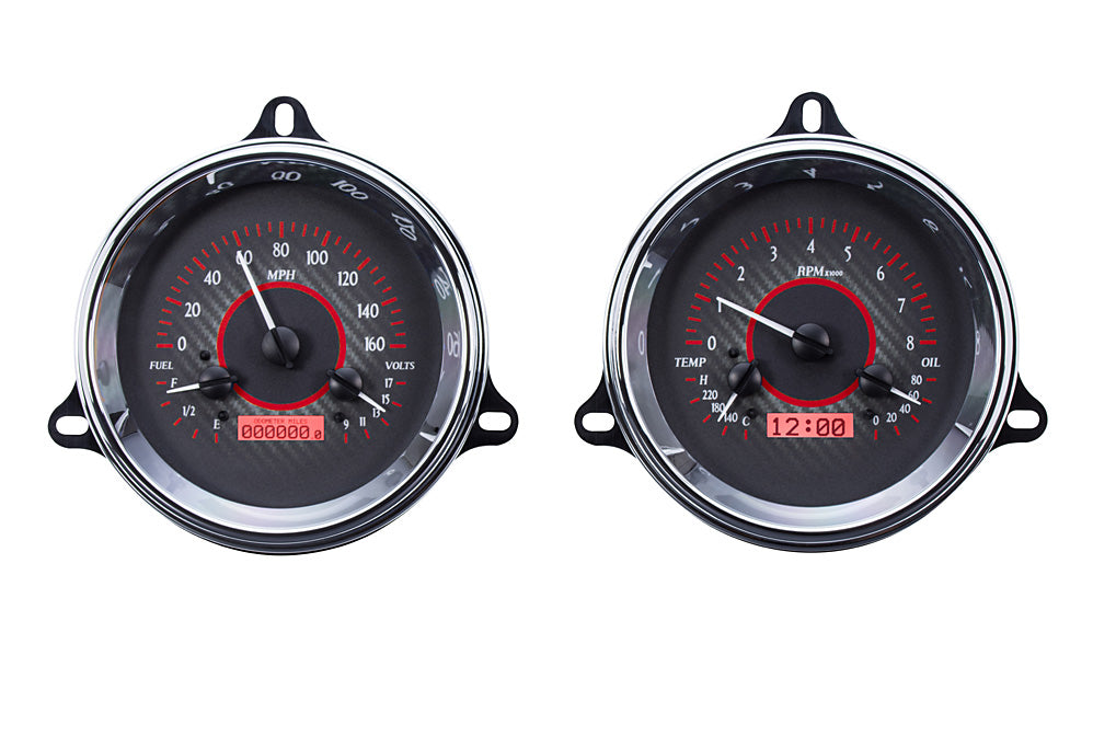 1954 Chevy Truck VHX System, Carbon Fiber Style Face, Red Display VHX-54C-PU-C-R