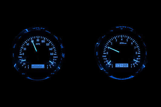 1954 Chevy Truck VHX System, Carbon Fiber Style Face, Blue Display VHX-54C-PU-C-B